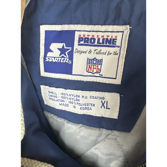 Vtg 90s Starter Pro Line Dallas Cowboys Hooded Jacket Mens XL Blue NFL Big Star - Picture 8 of 16